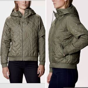 Columbia Women's Quilted Zip Puffer Bomber Sweet View Hood Jacket XS Sage Green